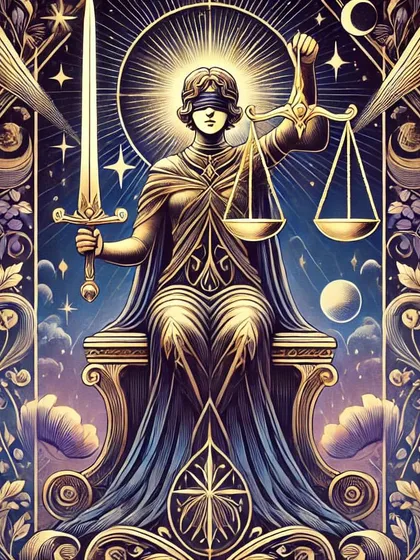 The Justice card invites us to look at our choices with integrity and honesty. It's about accountability and karmic balance. This beautifully illustrated card reminds us that truth is a guiding force, not a judging one.