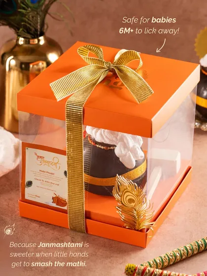 Packaged in a beautiful orange box, our Matki Phodd Piñata is the perfect gift to celebrate Janmashtami. It's a sweet tradition waiting to happen.