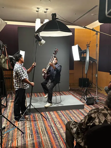 Behind the scenes at the India Today Conclave, getting ready for a photoshoot.