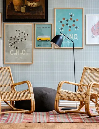A pair of my handcrafted lounge chairs creating a cozy conversation area. Their natural finish adds warmth and texture, complementing various interior design styles from bohemian to modern.