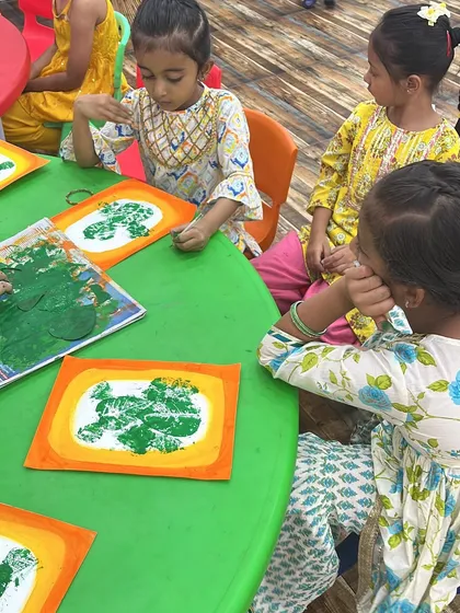 More fun from our Ganesha workshop. The children are fully engaged in a Ganesha-themed art activity, learning and creating together.