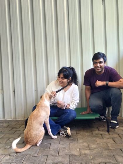 A colleague and I interacting with one of the shelter dogs. Teamwork is essential in animal welfare.