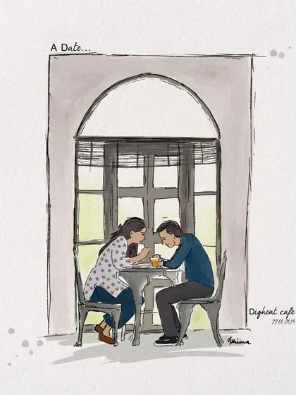 A quiet date, a shared coffee, a moment just for two. I specialize in creating custom couple portraits that capture the unique feeling of your connection, turning a simple memory from a cafe into a piece of personal art.