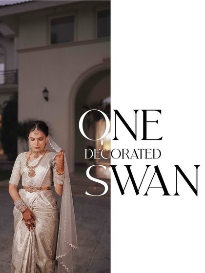 Another editorial-style portrait of the bride, titled "One Decorated Swan."