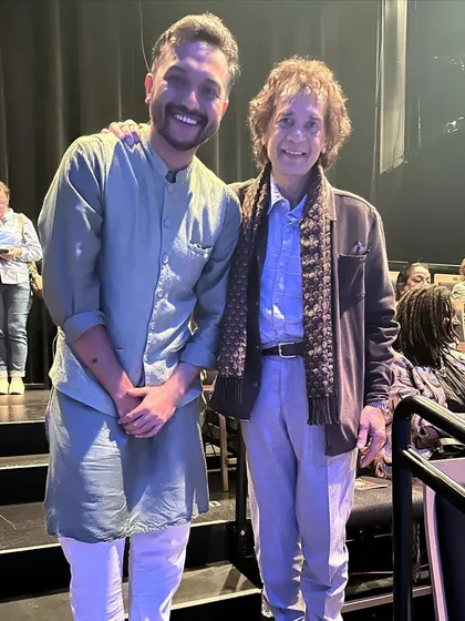 A moment that still feels like a dream. I had the profound honor of meeting and receiving blessings from the God of music, Ustad Zakir Hussain, after one of our shows in New York. His presence and encouragement are the greatest validation an artist could ask for.