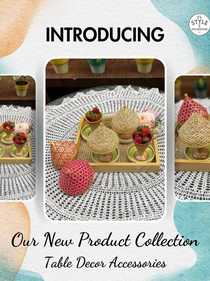 Introducing my collection of colorful cane covers. This graphic shows the variety of ways these boho-chic accessories can be used to add texture and vibrant color to your table.