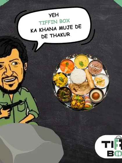 Even Gabbar can't resist our food! We love this meme because it captures just how much people crave a good, satisfying meal. Don't worry, boss, you don't have to be a dacoit to get our tiffin box.
