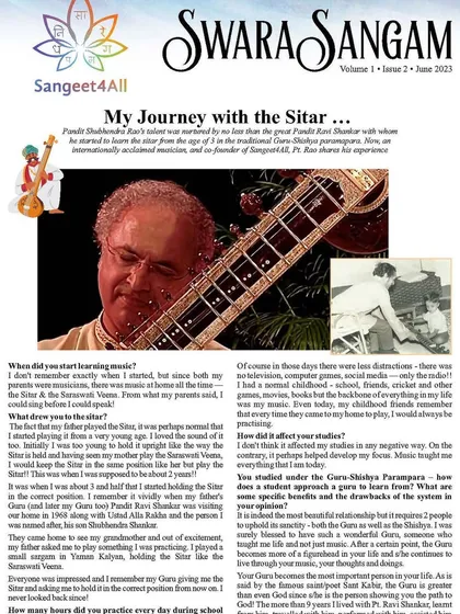 Our Sangeet4All program is built on a solid foundation. This is the cover of our "Swara Sangam" newsletter, which details our curriculum, philosophy, and the real-world impact of bringing structured music education to schools.