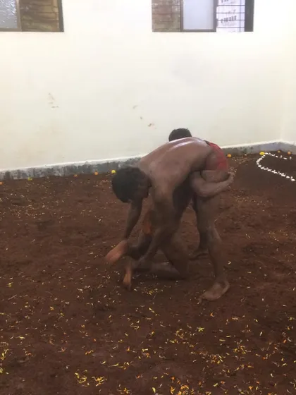 A look back at the inauguration of our 'lal mati' akhada in Navi Mumbai. Two wrestlers engage in the first bout, marking the beginning of a new home for traditional Kusti in the city.