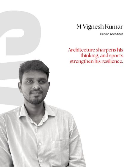 Meet M Vignesh Kumar, a Senior Architect whose thinking is sharpened by architecture and whose resilience is strengthened by sports.