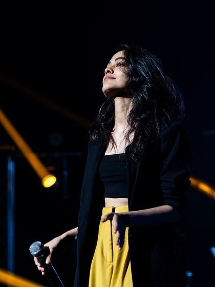 A candid moment from our Los Angeles show. I love to move and feel the rhythm of the music on stage.