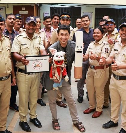 Another shot with the Ghatkopar Police team. Their support was crucial in making the World No Tobacco Day event a success.