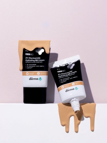 We love capturing satisfying textures. For this BB cream, we created drips down the side of the tubes to show the product's smooth, fluid consistency, all set against a clean, two-toned background.