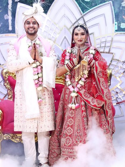 The perfect couple shot. My bride and groom look so happy together on their stage.