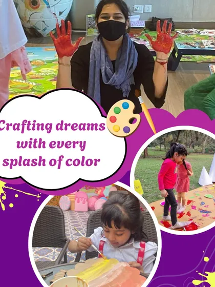 Crafting dreams with every splash of color! This collage shows the pure joy of my kids' art classes, from getting hands messy with paint to focusing on a new creation.