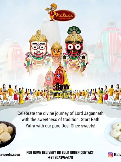 Celebrate the divine journey of Lord Jagannath with the sweetness of tradition. Our pure Desi Ghee sweets are the perfect way to start your Rath Yatra celebrations.