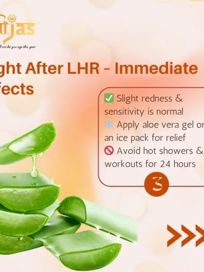 It is normal to experience slight redness and sensitivity immediately after your session. Applying a soothing aloe vera gel or a cold pack can provide relief. Avoid hot showers and workouts for 24 hours.