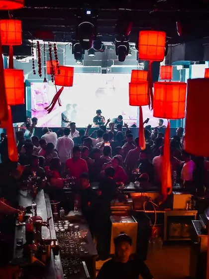 The view of the crowd from the stage during our set. The energy exchange is what fuels our performance.