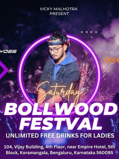 My Saturday Bollywood Festival is a weekend staple. This flyer captures the high-energy vibe I bring every single week.