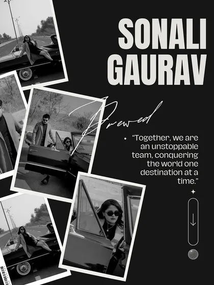 A modern, graphic-style 'Save the Date' announcement. This collage uses polaroid-style frames and bold text to create a trendy and impactful design.