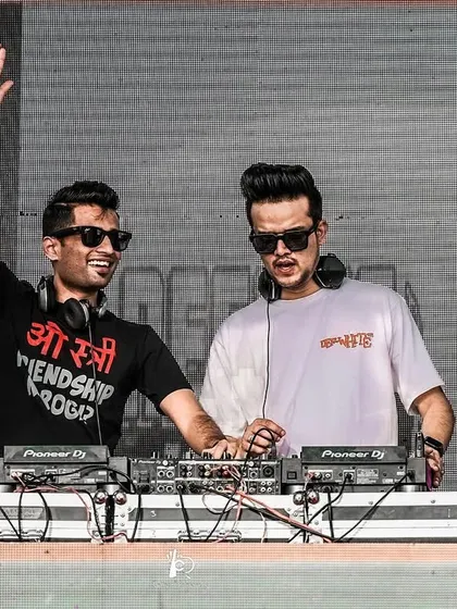 Waving to the crowd during our Friendship Day set in Indore.