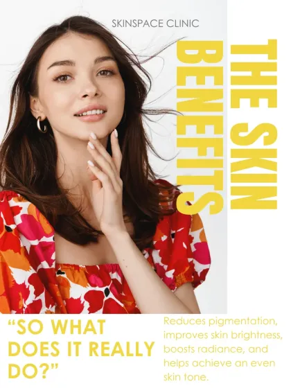 So what does it really do for the skin? Our GlowDrip therapy helps reduce pigmentation, significantly improves skin brightness, boosts overall radiance, and helps you achieve a more even and luminous skin tone.