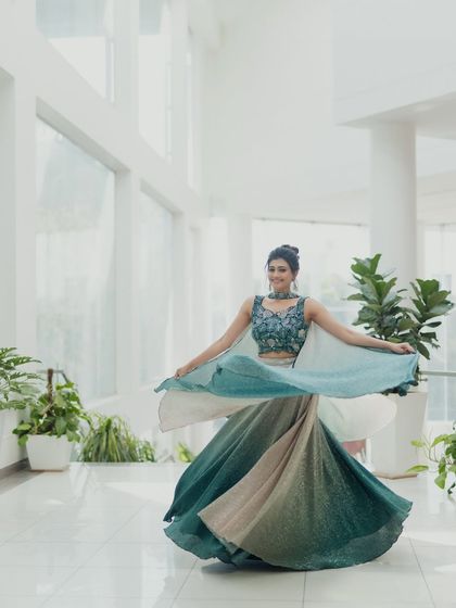 Another twirling shot, capturing the fun and celebratory mood of the event. The makeup is designed to look great in action.