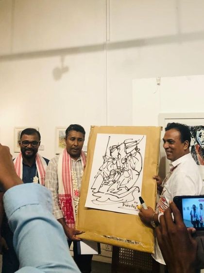 Presenting a live drawing I did at the opening of my exhibition in Colombo. Live art is a great way to engage with visitors.