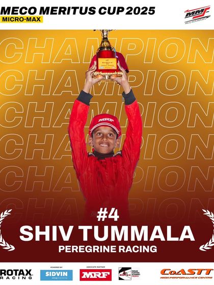 Shiv Tummala from Peregrine Racing, hoisting the trophy as the 2025 Meco Meritus Cup Micro Max Champion. We celebrate the dedication of our youngest competitors.