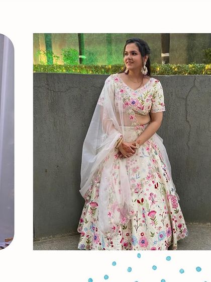 Grateful to serve such amazing clients. This client looks lovely in a white floral lehenga.