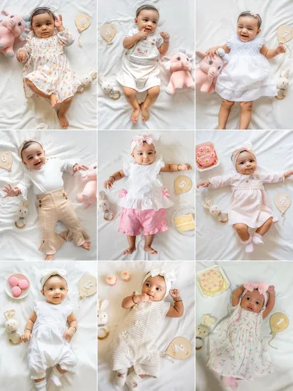 They change so fast in that first year. This collage shows how a series of milestone sessions can beautifully document your baby's growth month by month. We can plan a full "Baby's First Year" package to capture every new stage.