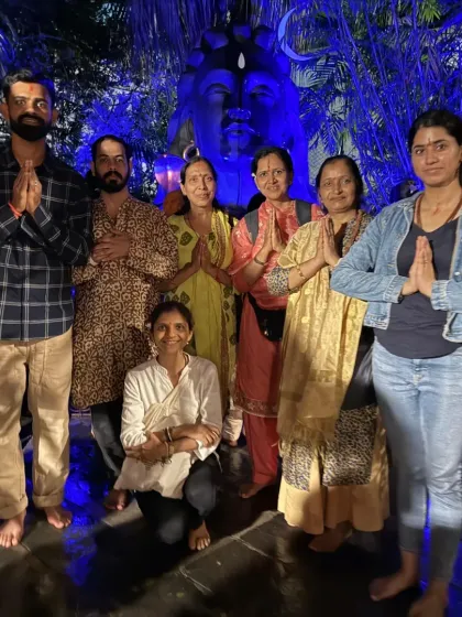 Our group of devotees in front of the Adiyogi statue at the Isha center in Nepal. His presence is a reminder of the ultimate possibility for a human being.