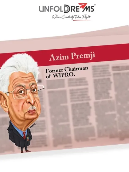 A caricature of Azim Premji, former Chairman of Wipro.