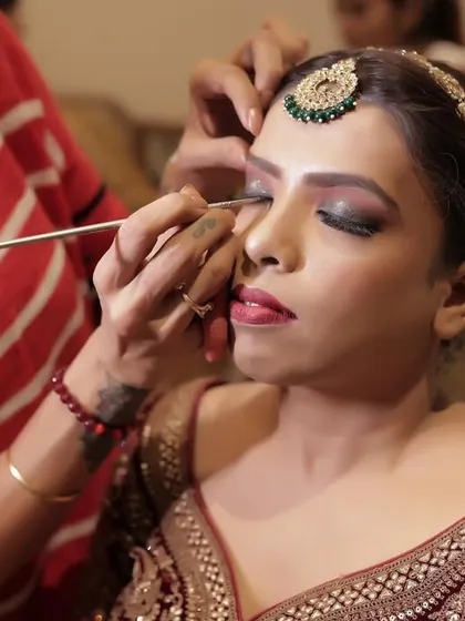 A behind the scenes glimpse of the magic in progress. I take great care in the application process, using precise techniques and high quality products to build a flawless and long-lasting bridal look.