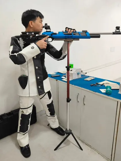 Shongsir Monsang, in full shooting gear, achieved the status of a "Renowned Shot" at the National Championship. This milestone is a testament to his dedication and skill.
