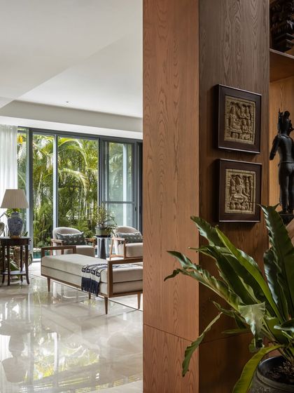 The new staircase allows for visual connection between different areas of the ground floor, enhancing the home's open and airy feel.