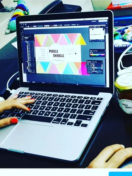 The early days of branding Pikkle Shikkle on the laptop.