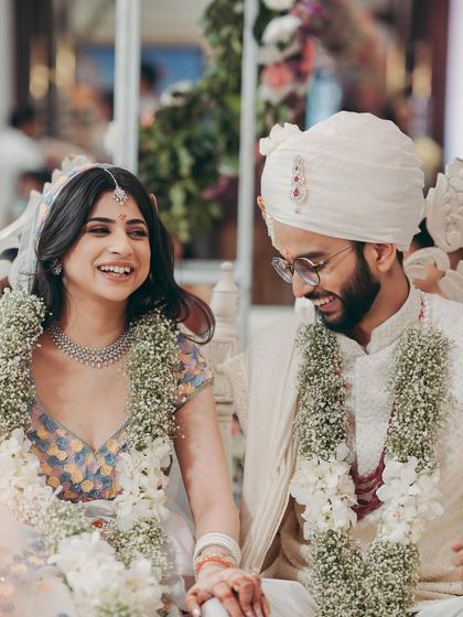 Laughter and love during the wedding rituals. Shikha's look is effortlessly beautiful.