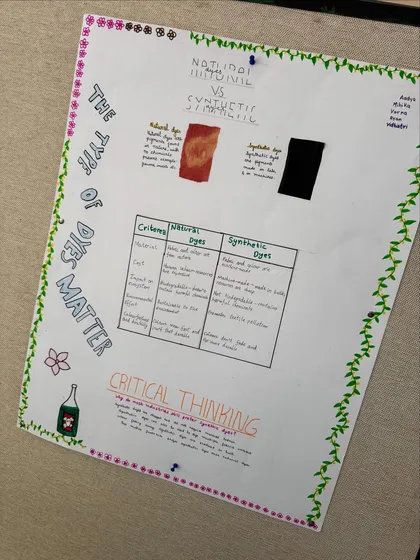 Another educational chart from the workshop, comparing natural and synthetic dyes. It's important for me to teach about the environmental benefits of choosing natural, sustainable options.