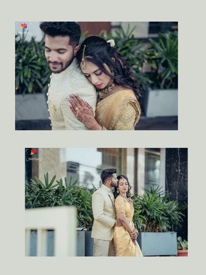 A romantic collage of the couple. The groom's gentle kiss on the bride's forehead is a classic expression of love and care that we love to capture.