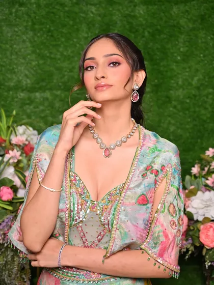 This beautiful pastel look was created by a student for her portfolio. We teach students how to work on different skin tones and create harmonious color stories.