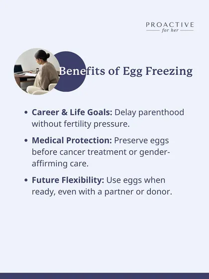 The benefits of egg freezing are all about giving you flexibility. It allows you to delay parenthood without the pressure of a biological clock, provides medical protection before treatments like chemotherapy, and gives you options for the future.
