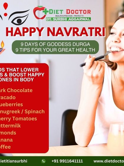You can eat your way to happiness. This Navratri post lists 9 foods that help lower stress hormones and boost happy hormones in the body, including dark chocolate, avocados, and bananas.