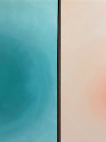 The two gradient paintings for the Agra cafe, nicknamed "Lime & Soda." They are designed as a pair, bringing a fresh and modern feel to the space.