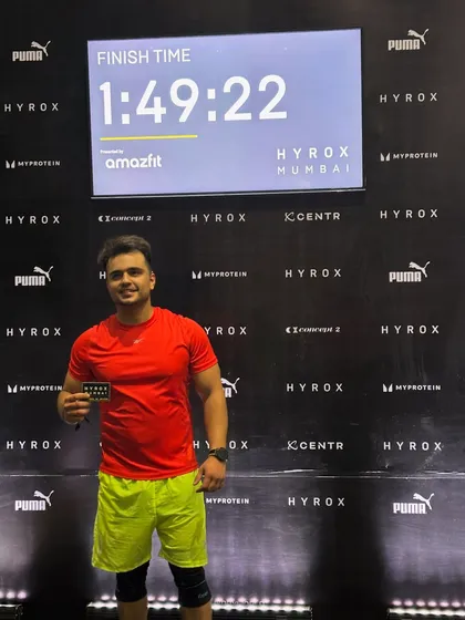 Finishing the Hyrox Men's Pro category in Mumbai. The time on the board is a result of six weeks of specific, dedicated preparation. It wasn't what I expected, but I'm happy I did it and learned from it.