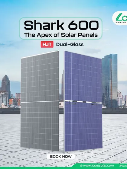 Meet the Shark 600 Wp, one of our most powerful solar panels. Built with advanced HJT technology and a dual-glass design, it offers high output and extra durability, making it ideal for both residential and commercial rooftops.