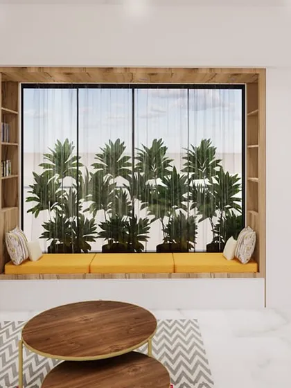 A 3D render I created during the planning phase for the window seat. This step is crucial to help clients visualize the final outcome before my team starts building, ensuring we are all on the same page.