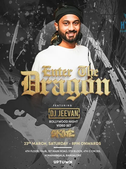 The poster for my "Enter The Dragon" themed Bollywood night at the new Hydra Club, promising a powerful audio-visual experience.
