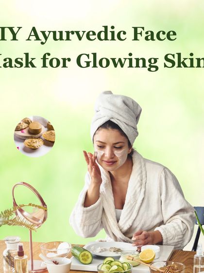 You can create your own effective skincare at home. This image shows a simple setup for a DIY Ayurvedic face mask, using natural ingredients from your kitchen to achieve glowing skin without chemicals.