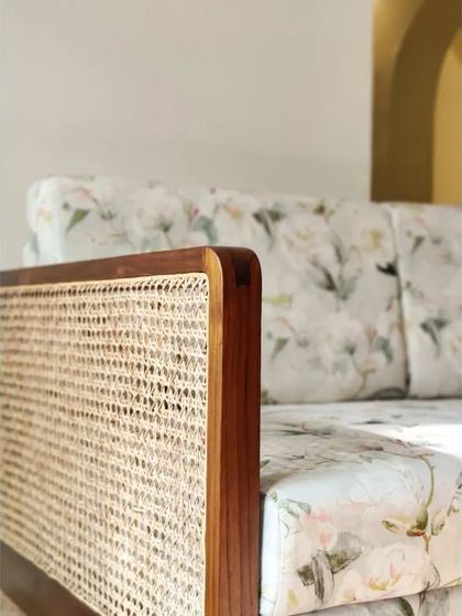 A variety of our sofas and daybeds, including a custom piece for mamama.in and our adaptable Tarangini sofa. These images showcase our ability to tailor seating to any living room theme with choices in size and fabric.